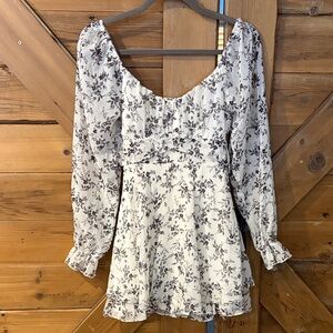 Elegant Floral Long Sleeve Dress